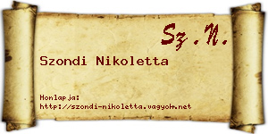 Szondi Nikoletta névjegykártya